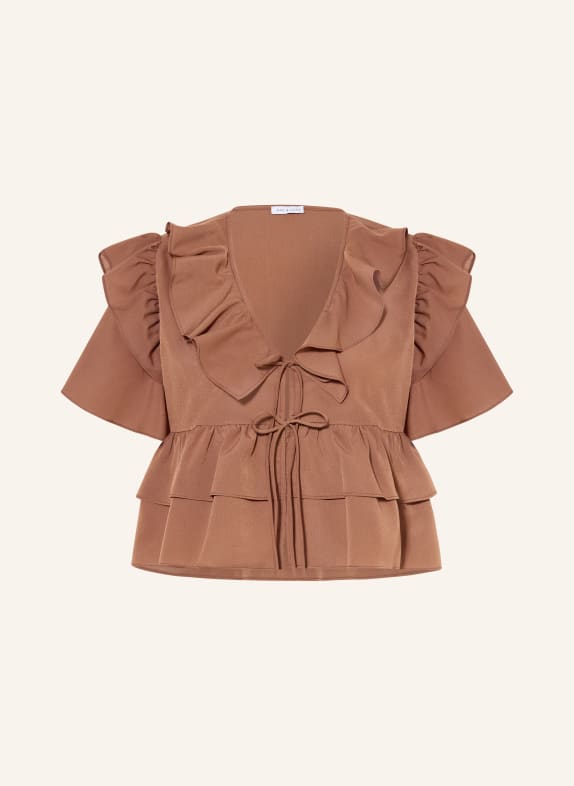 MRS & HUGS Blouse with flounces BROWN