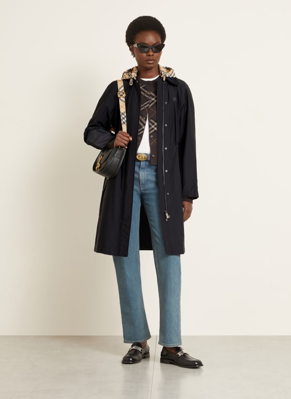 BURBERRY NEWBURY parka with detachable hood BLACK / BEIGE / RED