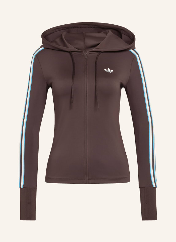 adidas Originals Mikina HOODED TREFOIL ZIPPER TMAVĚ HNĚDÁ