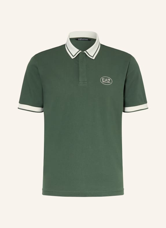 EA7 EMPORIO ARMANI Regular fit piqué polo shirt GREEN / CREAM