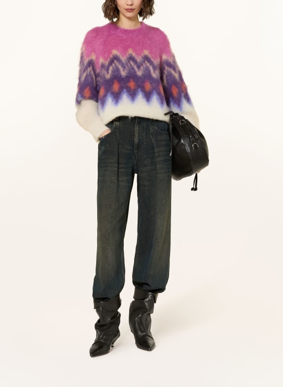 MARANT ÉTOILE Oversized trui AMBRE met mohair FUCHSIA / PAARS / WIT