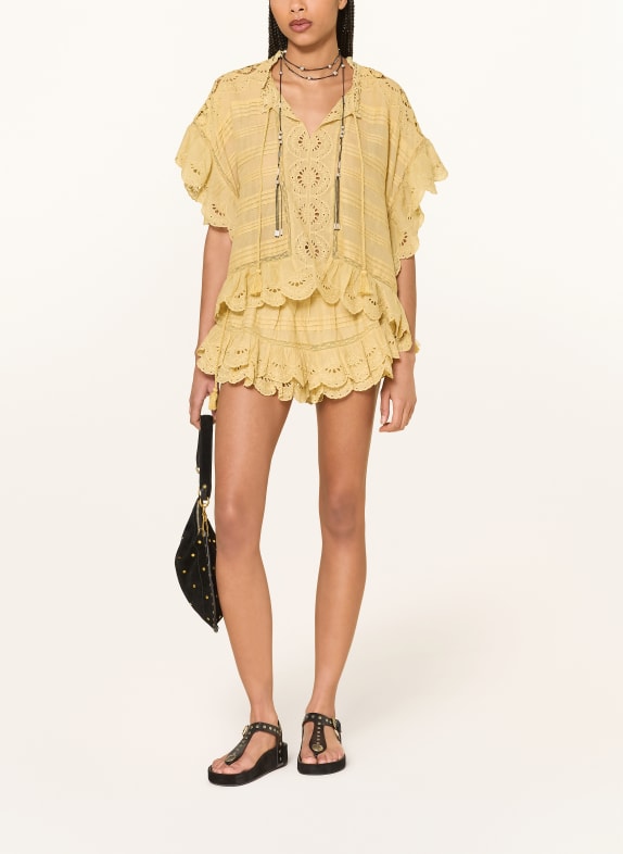 MARANT ÉTOILE Bluse PAYTON med hulblonder MØRKEGUL