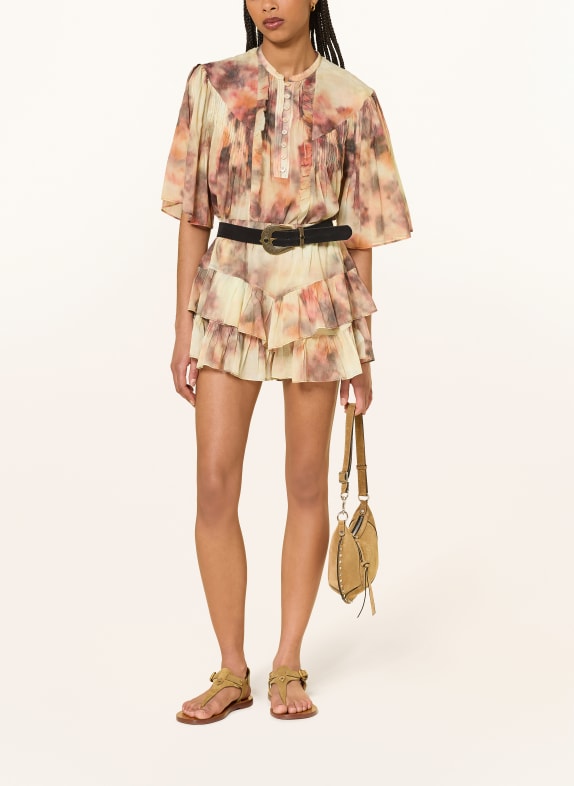 MARANT ÉTOILE VEELIA-bluse med flæser CREME / GAMMELROSA / LYSEORANGE