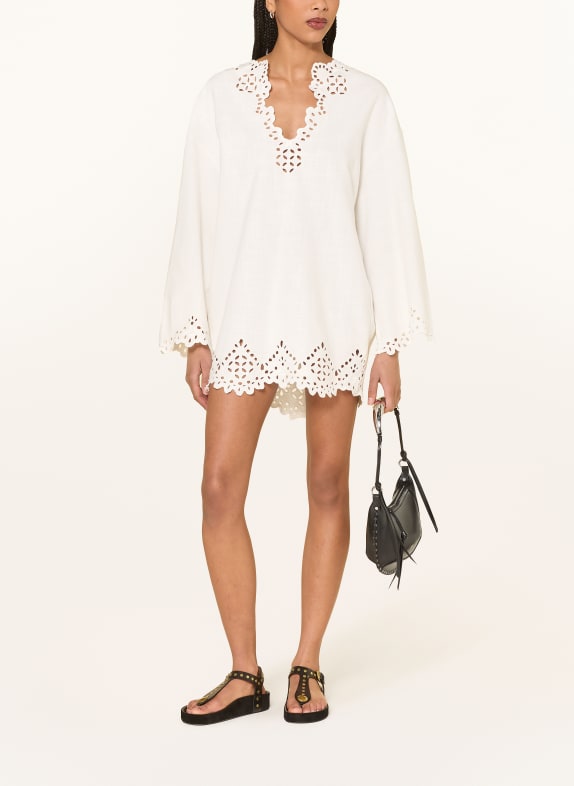 MARANT ÉTOILE Šaty SHERAZADE s krajkou s otvory BÍLÁ