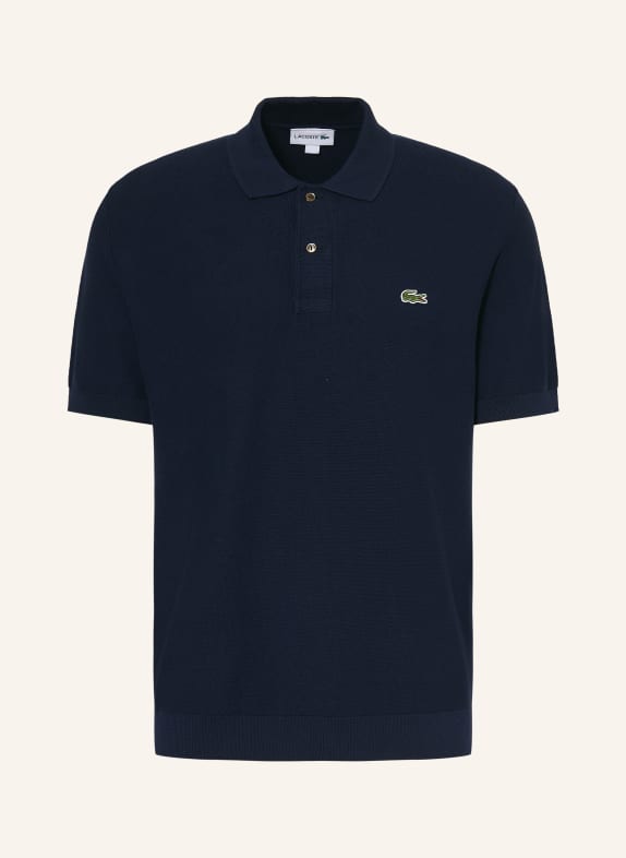 LACOSTE Dzianinowa koszulka polo Classic Fit GRANATOWY