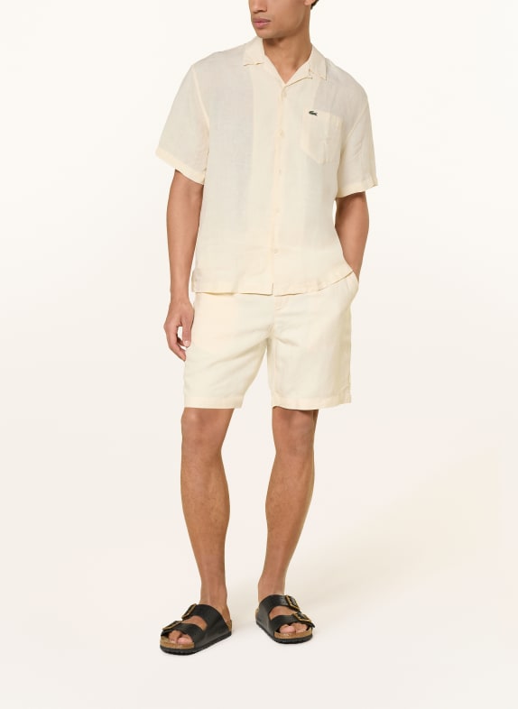LACOSTE Resorthemd Comfort Fit van linnen LICHTGEEL