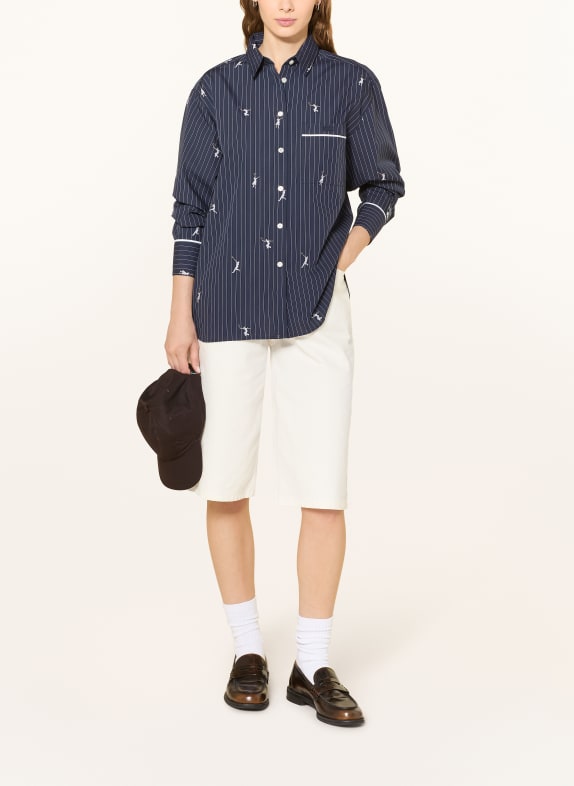 LACOSTE overhemdblouse DONKERBLAUW / WIT