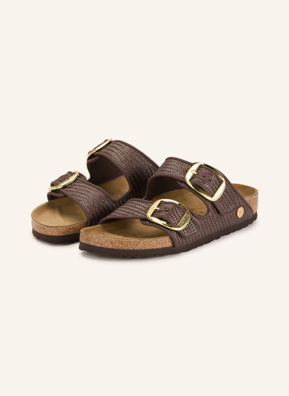 BIRKENSTOCK Pantofle ARIZONA BIG BUCKLE RAFFIA HNĚDÁ / TMAVĚ HNĚDÁ
