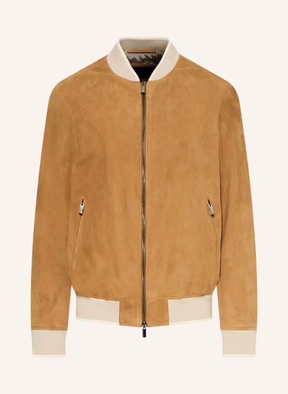 PAUL & SHARK Lederblouson COGNAC / CREME / TAUPE
