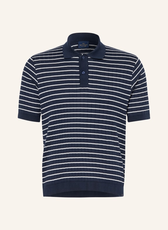 PAUL & SHARK Strick-Poloshirt DUNKELBLAU / WEISS