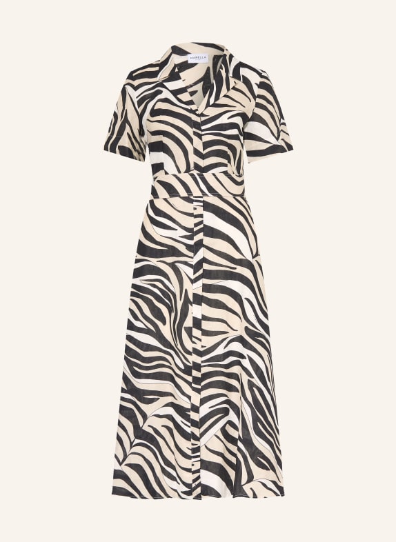 MARELLA Linen dress MLSPACCHE BLACK / WHITE
