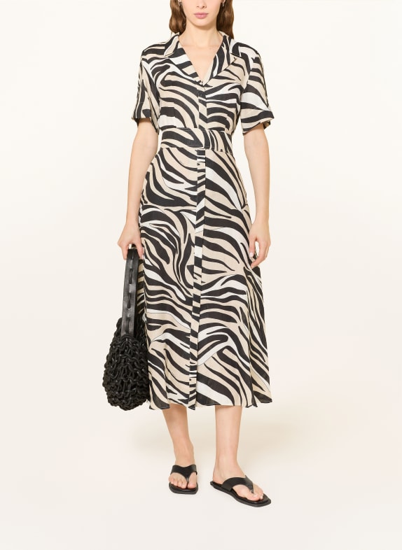 MARELLA Lněné šaty MLSPACCHE ČERNÁ / BÍLÁ