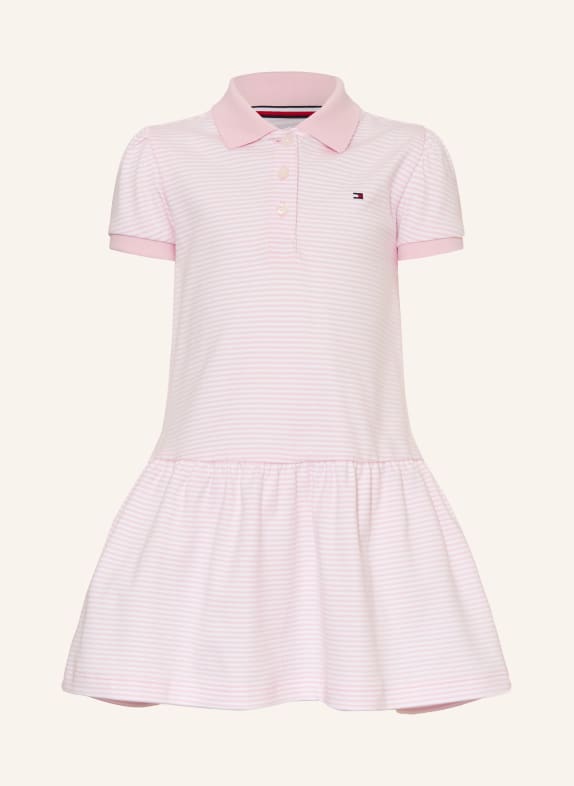 TOMMY HILFIGER Robe polo en jersey ROSE / BLANC