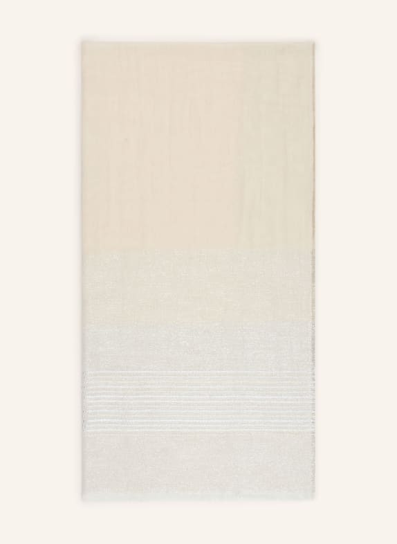 PESERICO Scarf with glitter yarn CREAM / SILVER
