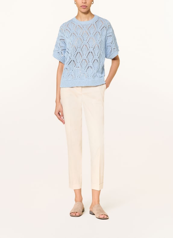 PESERICO Gebreid shirt met pailletten LICHTBLAUW