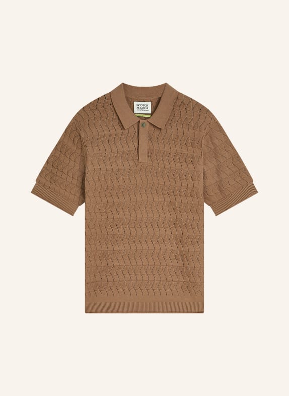 SCOTCH & SODA Strick-Poloshirt Regular Fit CAMEL