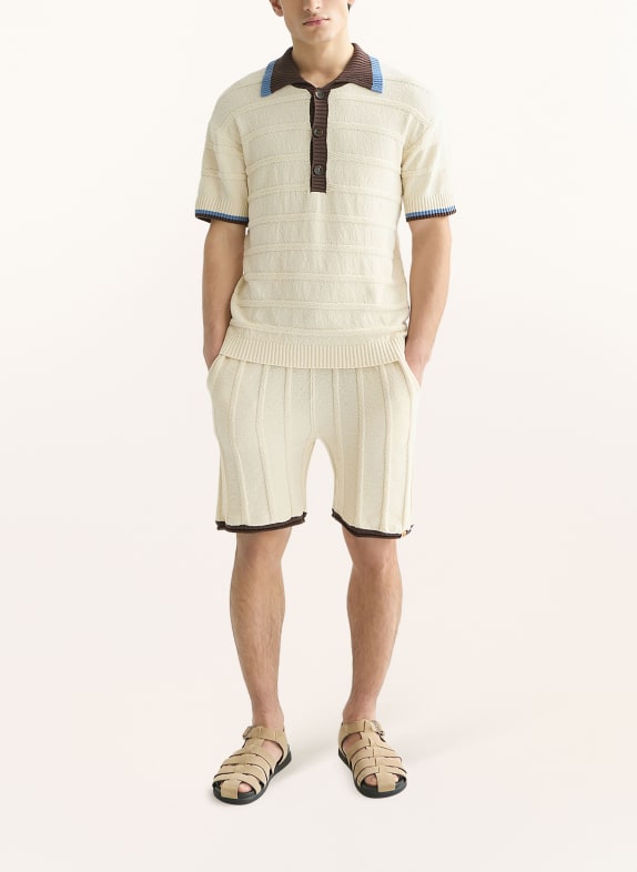 SCOTCH & SODA Gebreid poloshirt Loose Fit CRÈME / MARRON FONCÉ / BLAUW