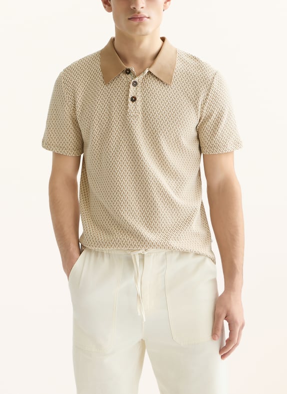 SCOTCH & SODA Jacquard poloshirt Relaxed Fit BEIGE / CRÈME