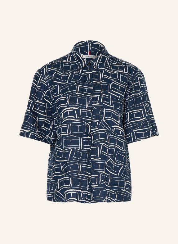TOMMY HILFIGER Linen shirt blouse BLUE / CREAM