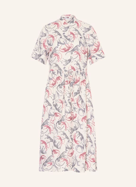 TOMMY HILFIGER linen dress ECRU / DARK RED / DARK BLUE