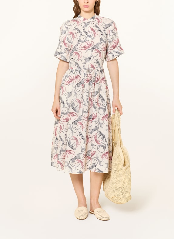 TOMMY HILFIGER linen dress ECRU / DARK RED / DARK BLUE