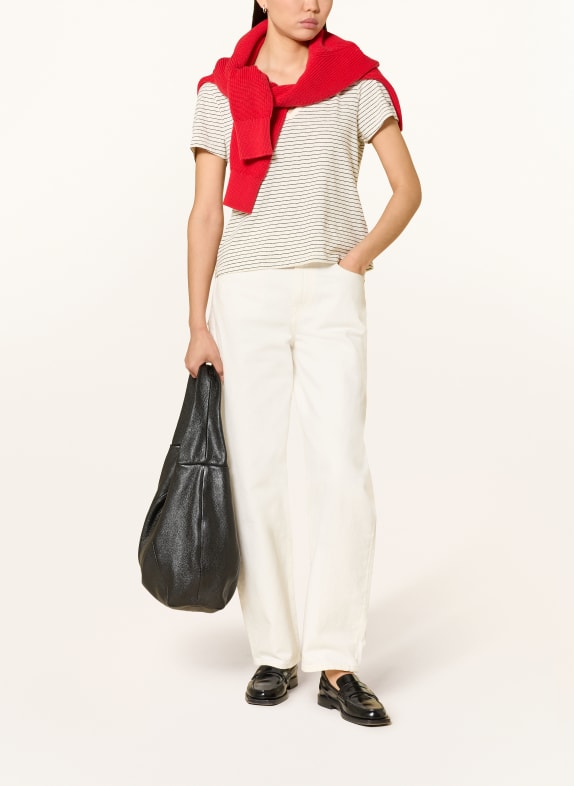 TOMMY HILFIGER T-shirt met linnen ECRU / ZWART