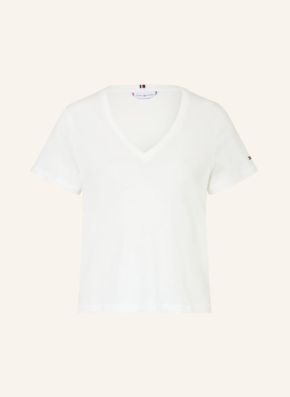 TOMMY HILFIGER T-Shirt mit Leinen WEISS