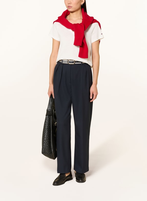 TOMMY HILFIGER T-shirt met linnen WIT