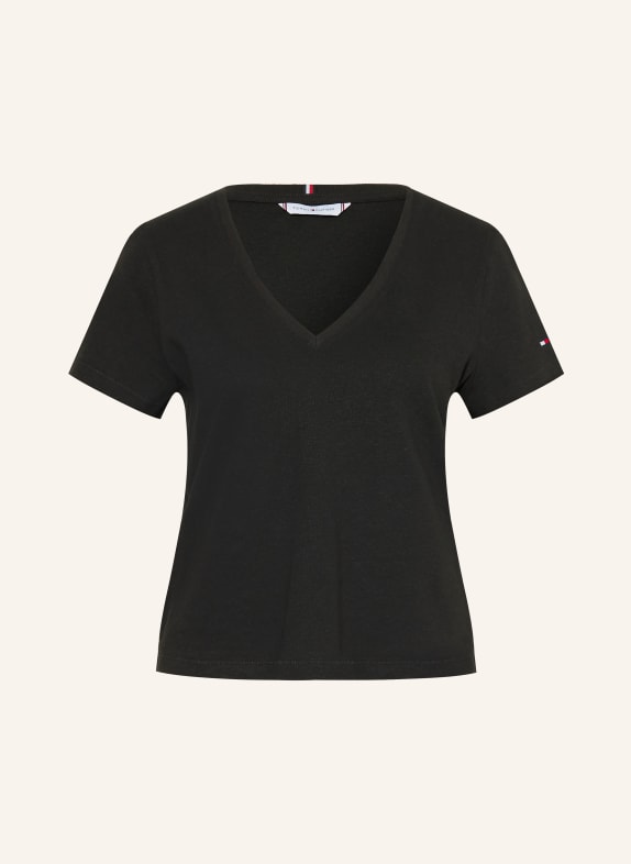 TOMMY HILFIGER T-Shirt mit Leinen SCHWARZ