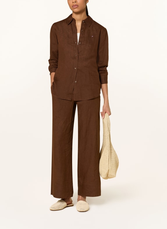 TOMMY HILFIGER Linnen broek BRUIN
