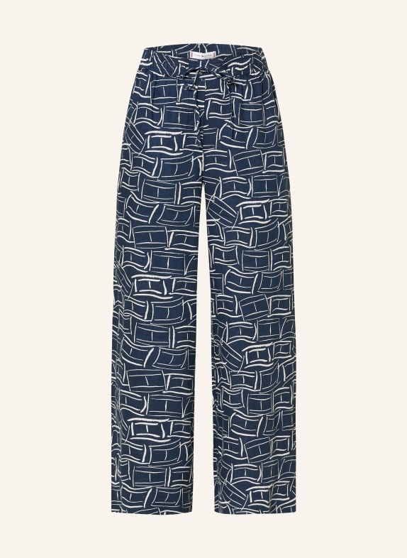 TOMMY HILFIGER Leinenhose DUNKELBLAU / WEISS