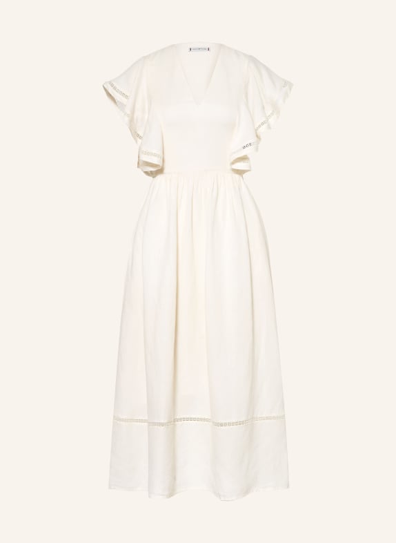 TOMMY HILFIGER Kleid mit Leinen und Volants ECRU