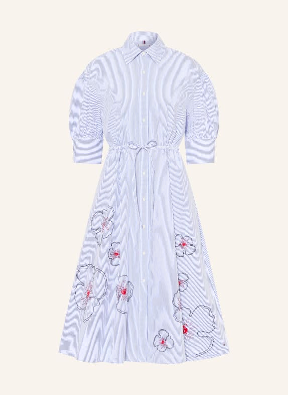 TOMMY HILFIGER Overhemdjurk met 3/4-mouwen BLAUW / WIT