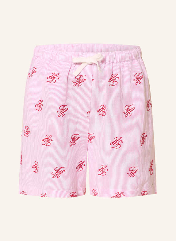 TOMMY HILFIGER Shorts met linnen ROZE / DONKERROOD / WIT