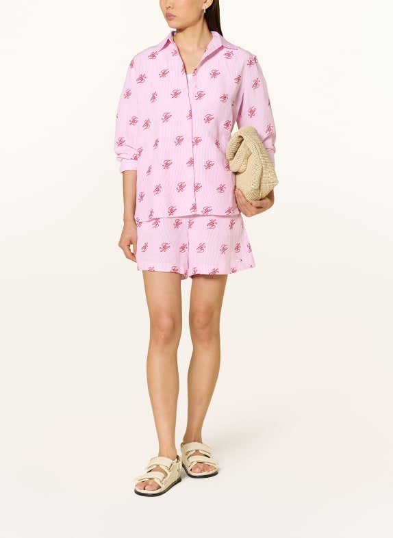 TOMMY HILFIGER Shorts met linnen ROZE / DONKERROOD / WIT