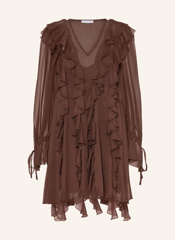 MRS & HUGS Dress with flounces BROWN