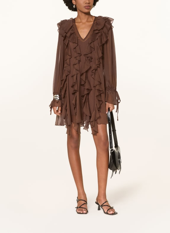MRS & HUGS Dress with flounces BROWN