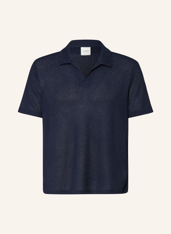 Calvin Klein Strick-Poloshirt DUNKELBLAU