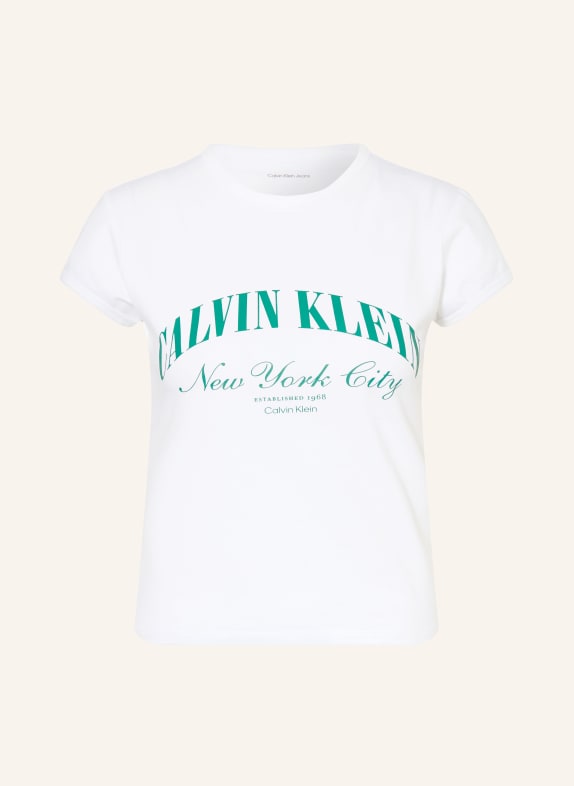 Calvin Klein Jeans tričko BÍLÁ / ZELENÁ
