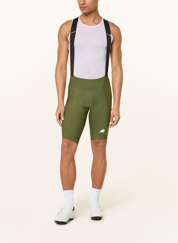 ASSOS Fietsbroek MILLE GT S11 met bretels en gewatteerde inzet OLIJF / WIT / ZWART