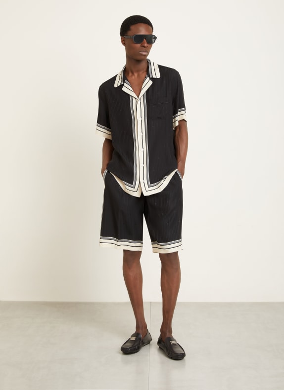 DOLCE & GABBANA Resorthemd Comfort Fit van zijde ZWART / BEIGE / DONKERGRIJS