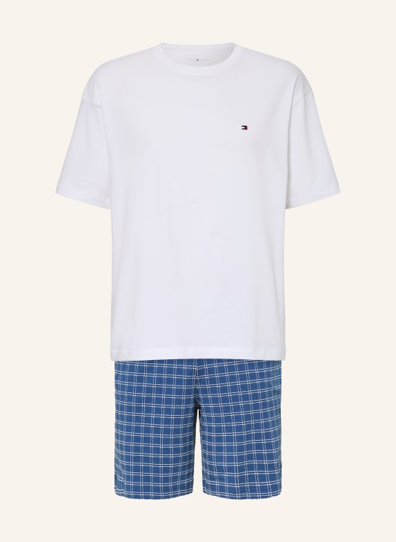 TOMMY HILFIGER Krátké pyžamo MODRÁ / BÍLÁ