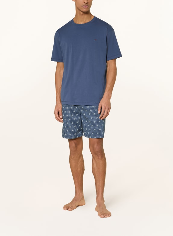 TOMMY HILFIGER Shorty-pyjamas BLÅGRÅ / VIT