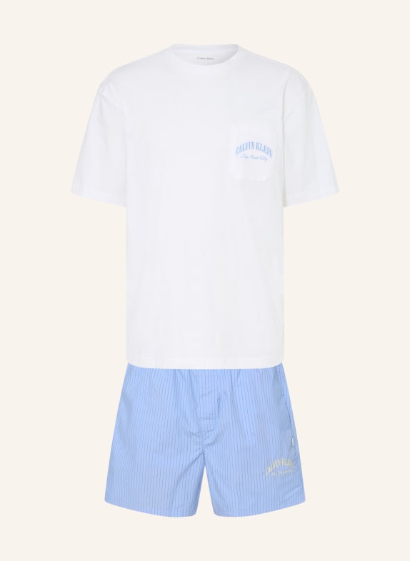 Calvin Klein Krótkie piżamy BIAŁY / JASNONIEBIESKI