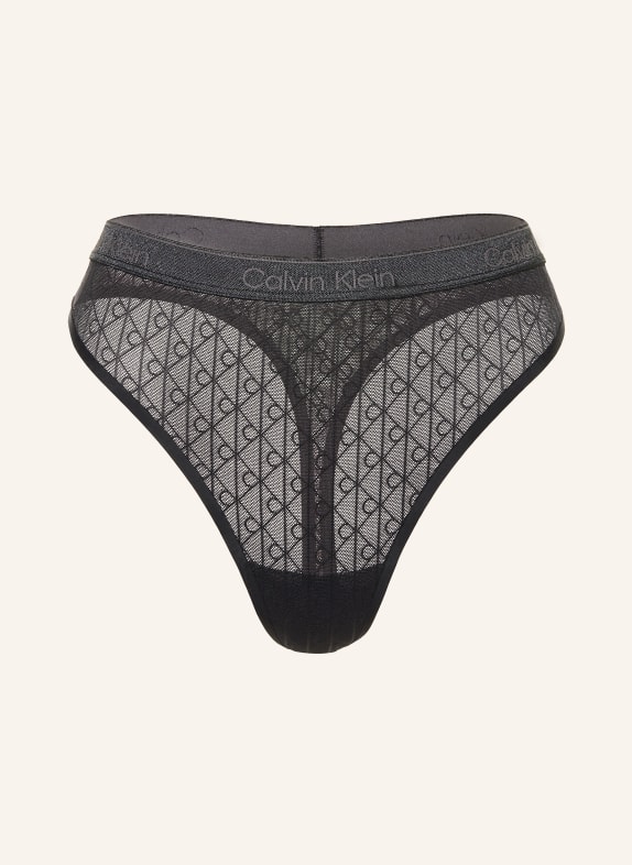 Calvin Klein Kalhotky s vysokým pasem ICON LACE METALLIC ČERNÁ
