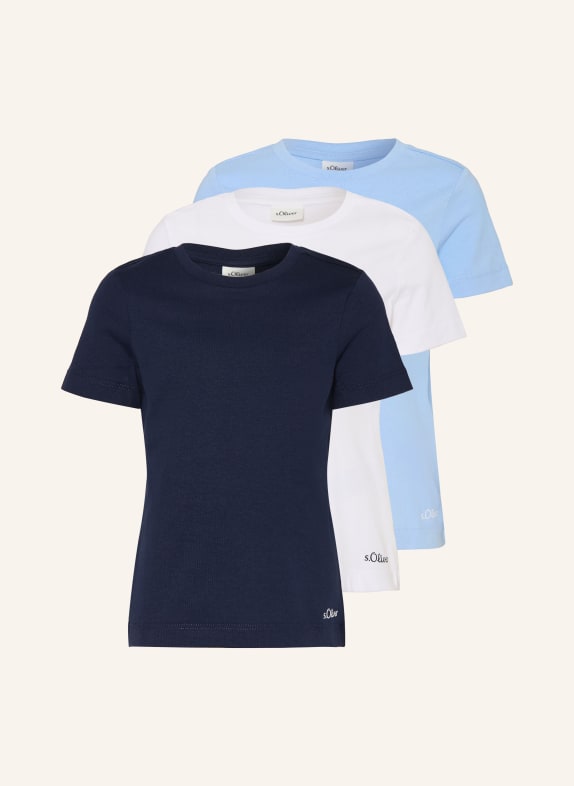 s.Oliver RED 3er-Pack T-Shirts WEISS / HELLBLAU / BLAU
