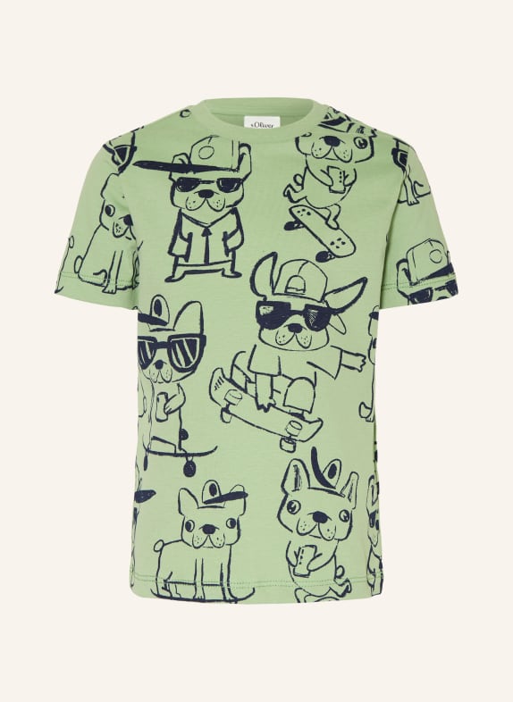 s.Oliver RED T-Shirt HELLGRÜN / SCHWARZ