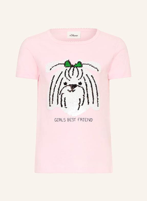 s.Oliver RED T-shirt à paillettes ROSE CLAIR / ARGENT / NOIR