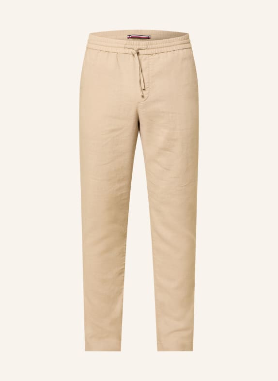 TOMMY HILFIGER HARLEM linen pants, regular tapered fit LIGHT BROWN