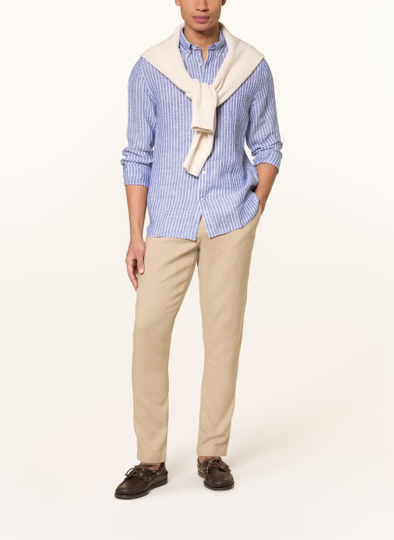 TOMMY HILFIGER Leinenhemd Regular Fit BLAU / WEISS